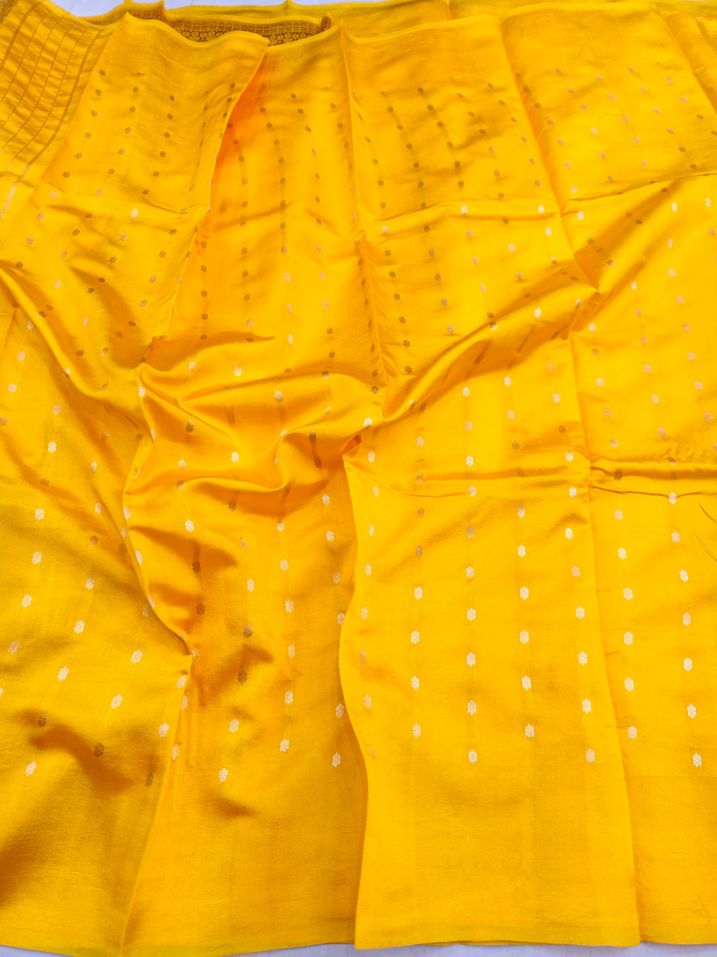 Pure Golden Yellow Mango Silk Saree