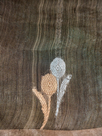 Black Golden Kora Tissue Silk Saree