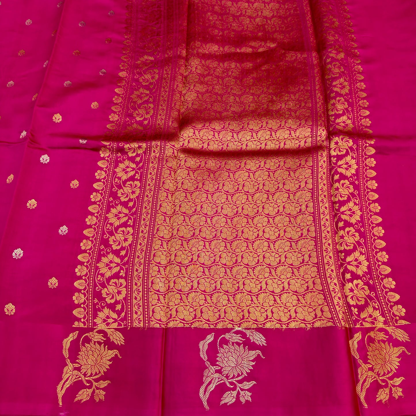Lightweight Rani Pink Pure Mango Silk Saree