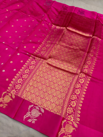 Lightweight Rani Pink Pure Mango Silk Saree