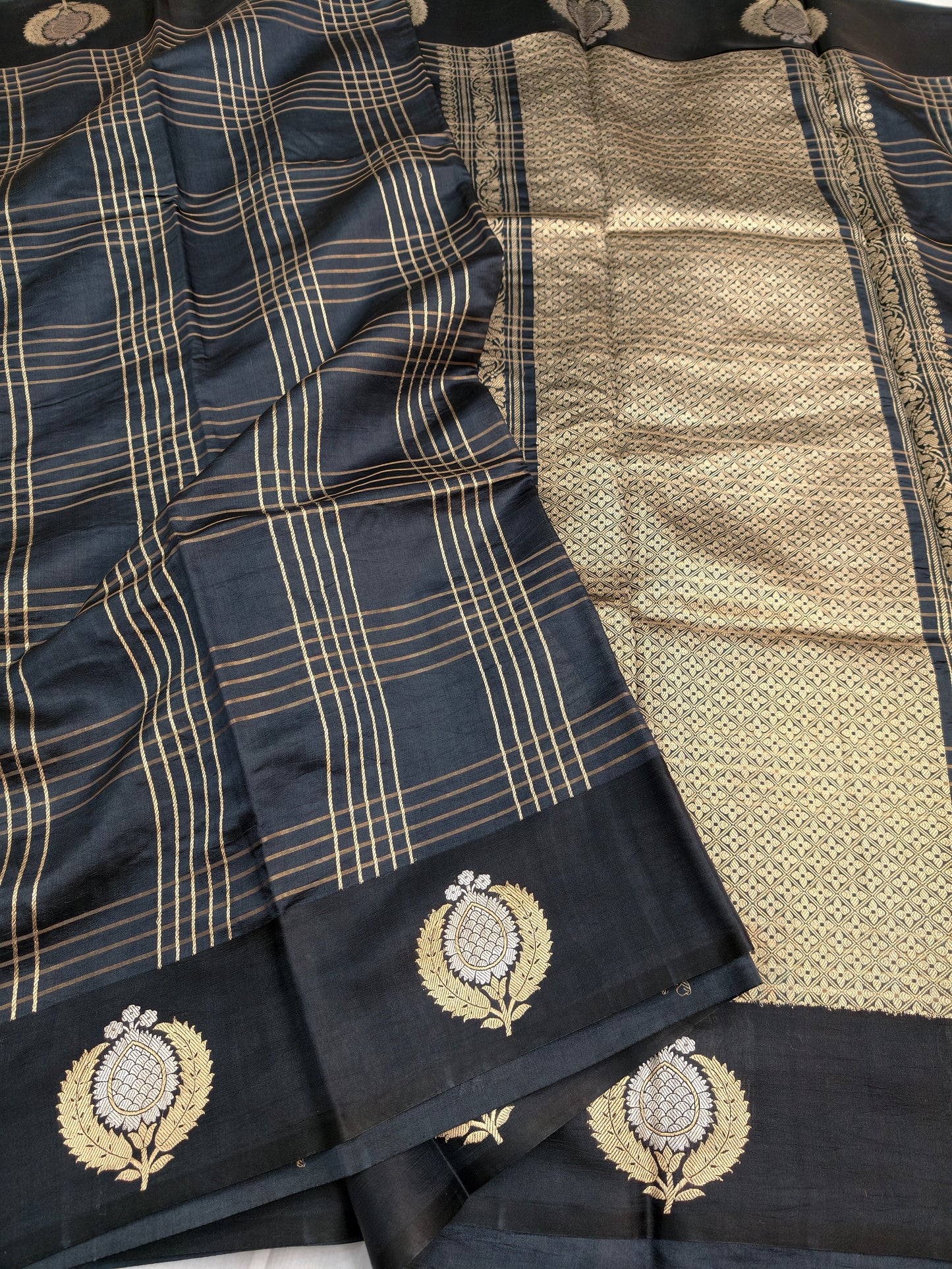 Lightweight Black Pure Mango Silk Saree