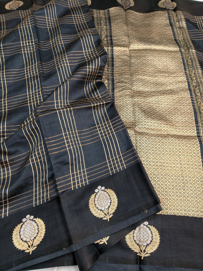 Lightweight Black Pure Mango Silk Saree