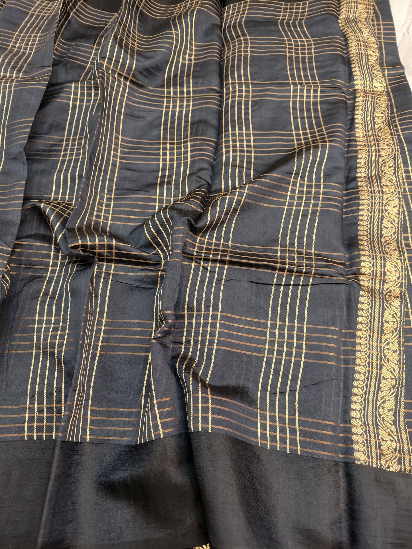 Lightweight Black Pure Mango Silk Saree