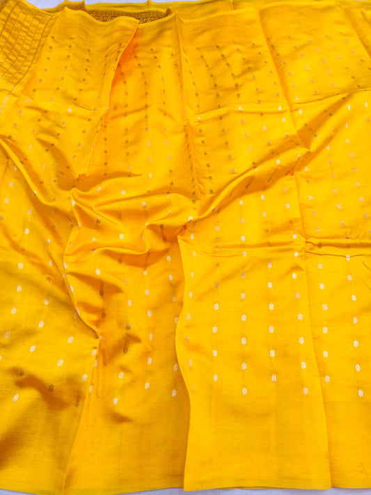 Pure Golden Yellow Mango Silk Saree