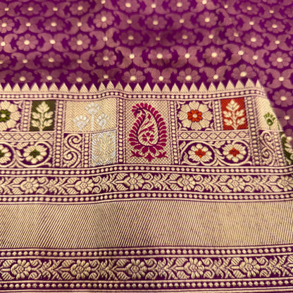Purple Pure Katan Silk Brocade Saree