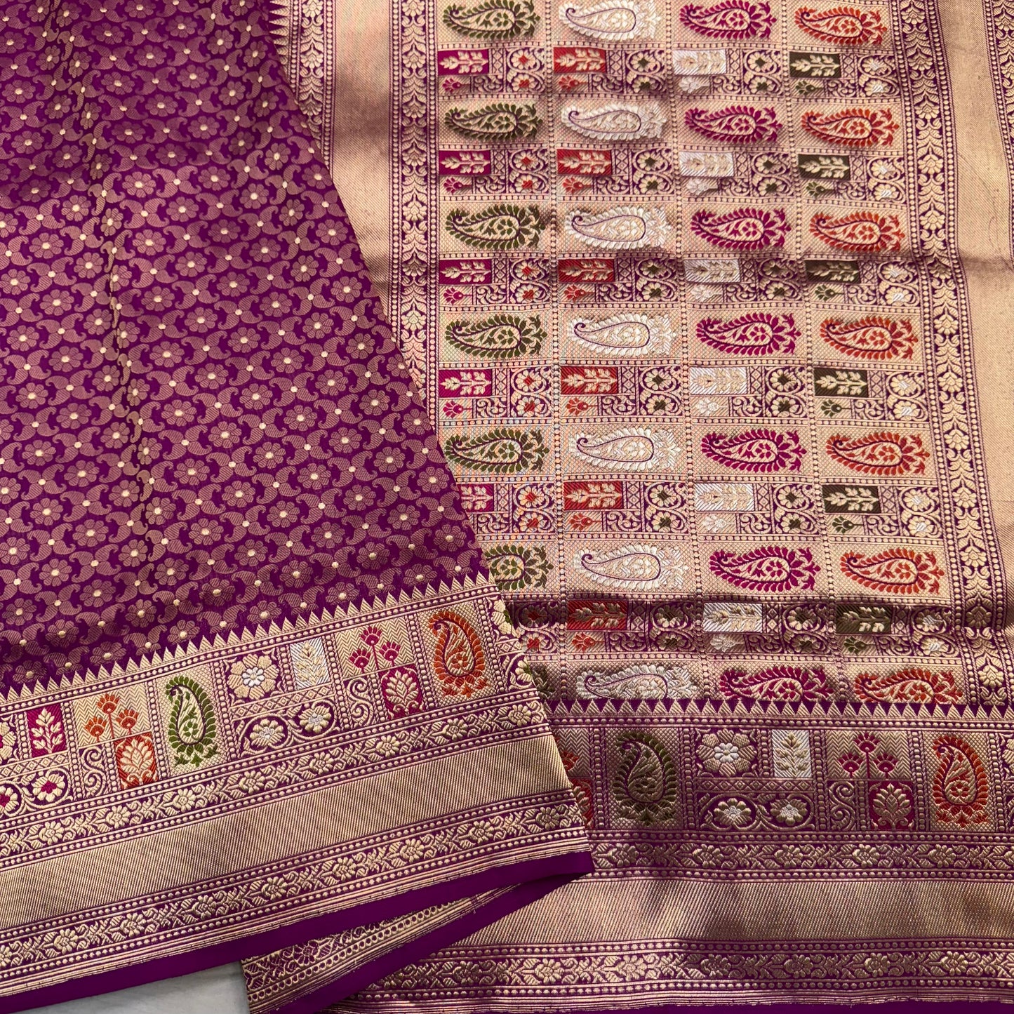 Purple Pure Katan Silk Brocade Saree