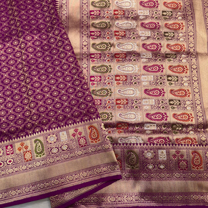 Purple Pure Katan Silk Brocade Saree