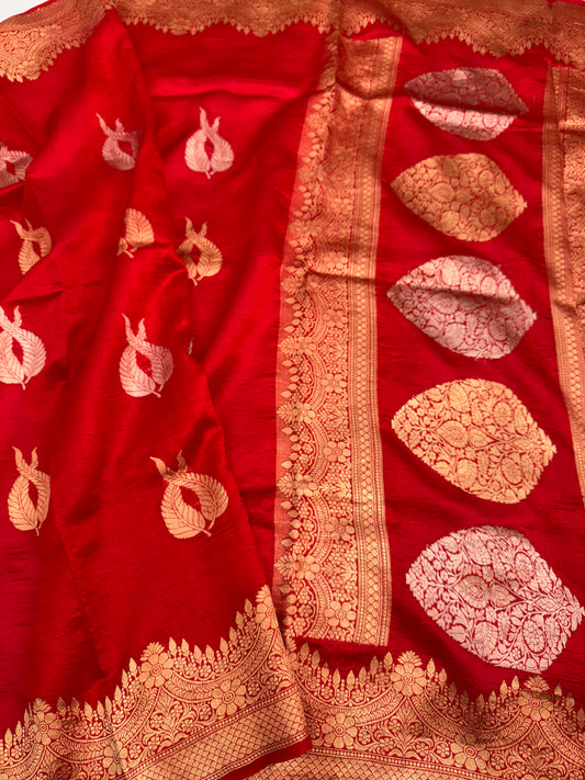 Raw Mango Red Katan Silk Saree